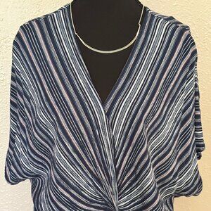 Karen Kane Blue Striped Top Size S Bundle and save 30% off for 2 or more items.